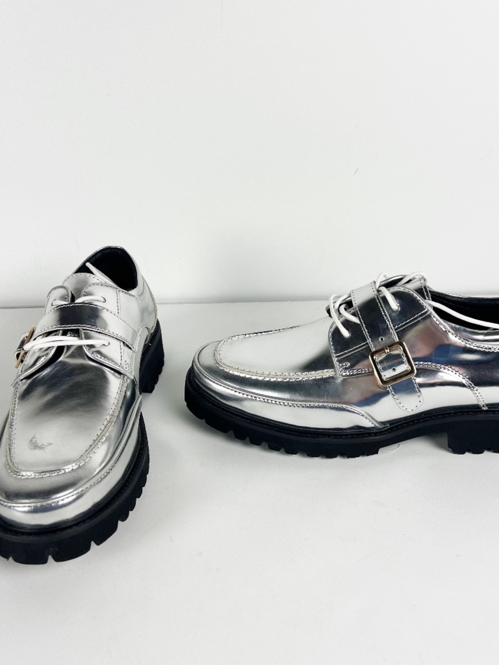 NEW Marc Nolan Women's Atlas Patent Leather Lace Up Buckle Derbys Flats Shoes 9